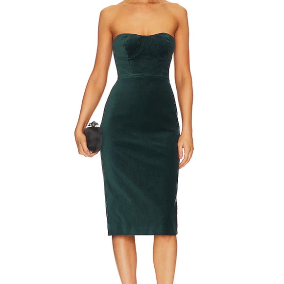 BCBGMAXARIA REVOLVE WOMEN'S VELVET BUSTIER STRAPLESS DRESS - 6 - BLACK - Picture 5 of 7